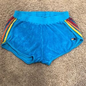 Aviator Nation women’s five stripe shorts in blue